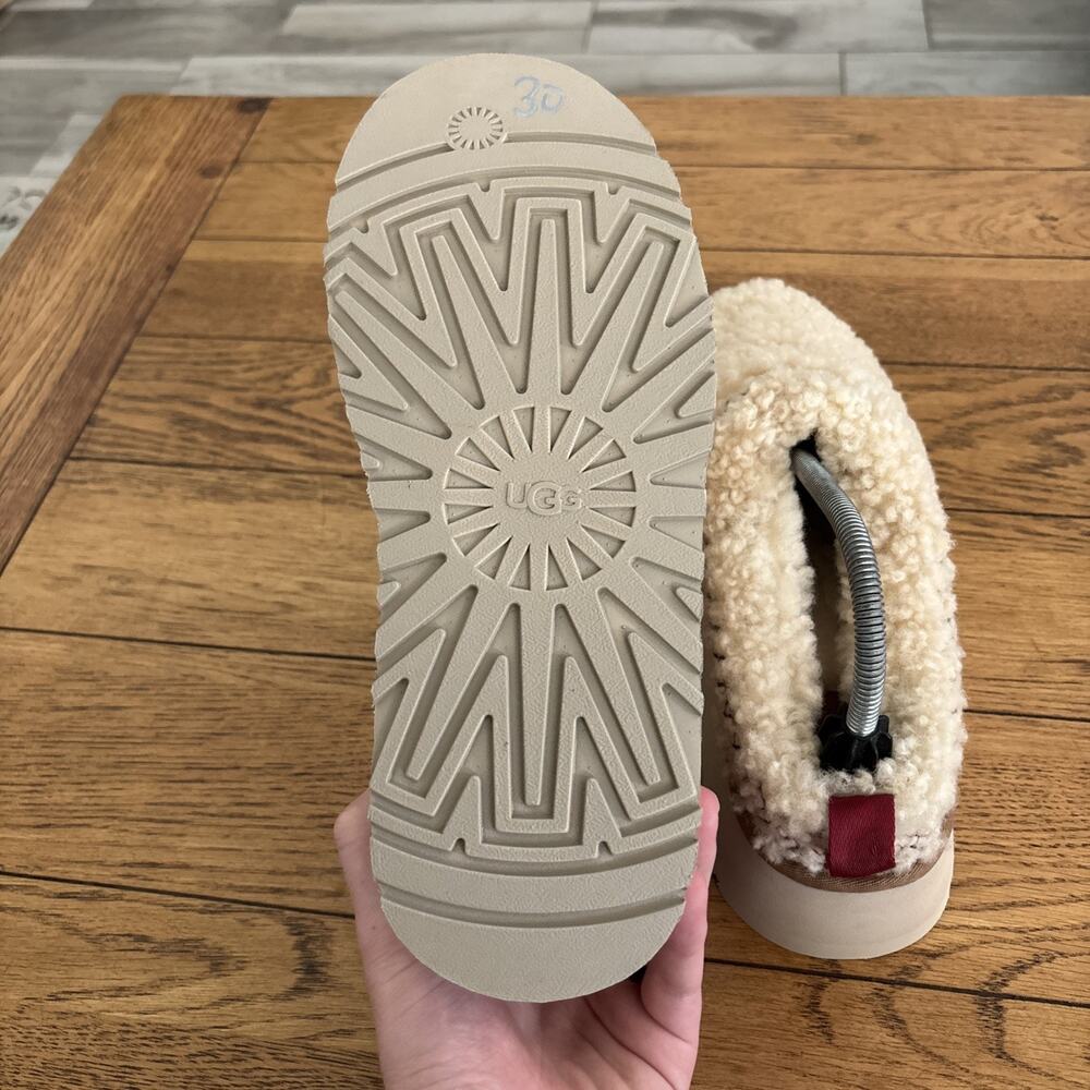 UGG Tazz Braid Natural Heritage Fuzzy Wool Platform Slippers Women's Size 9 - Picture 6 of 9